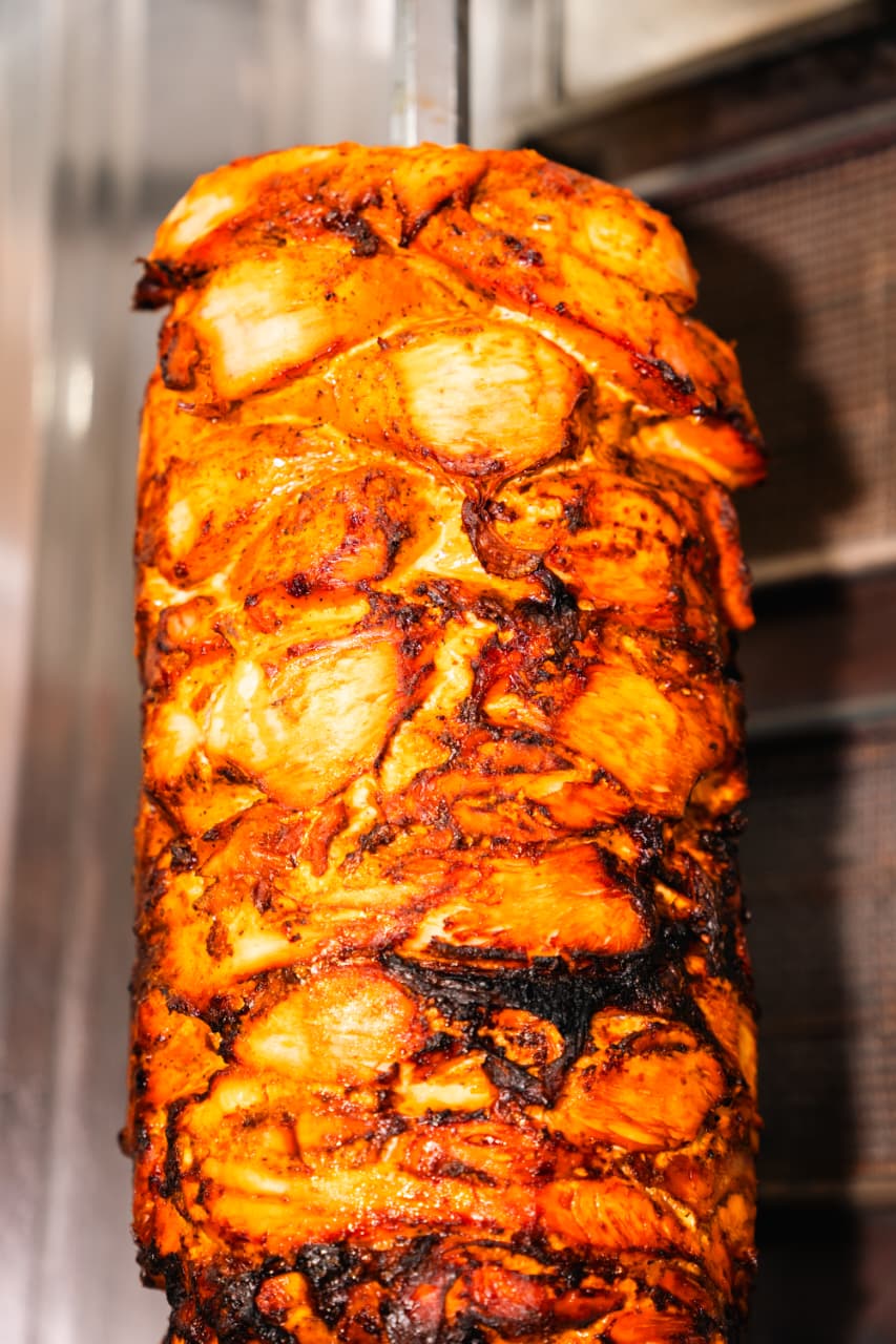 Chicken shawarma on the spit